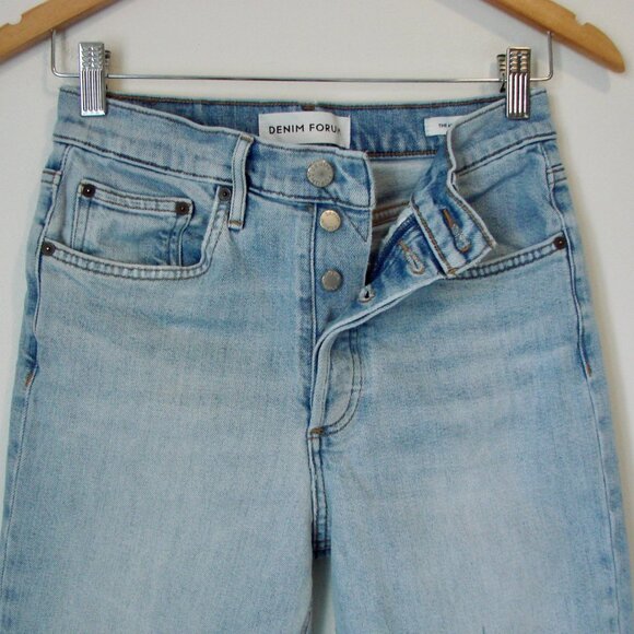 Aritzia Denim Forum Arlo High Rise Straight Jeans Raw Hem Organic Cotton Size 27 - Picture 5 of 13